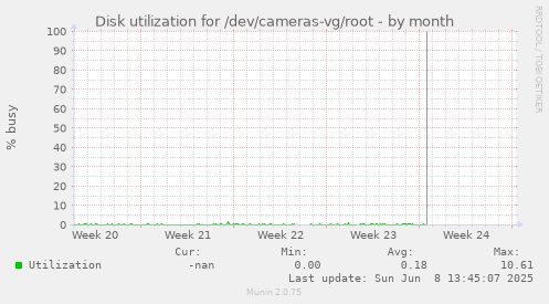 Disk utilization for /dev/cameras-vg/root