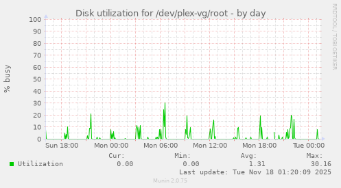 Disk utilization for /dev/plex-vg/root