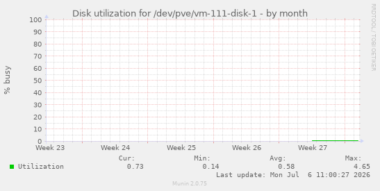 Disk utilization for /dev/pve/vm-111-disk-1