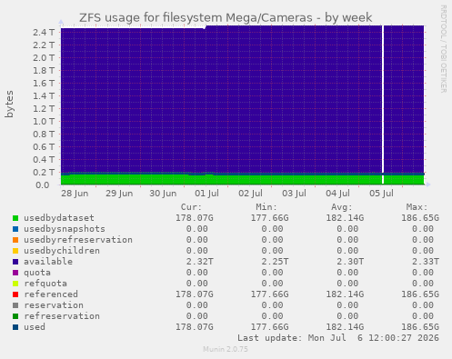 ZFS usage for filesystem Mega/Cameras