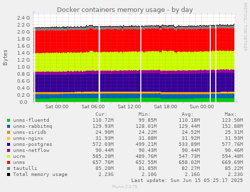Docker containers memory usage
