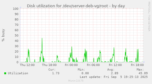 Disk utilization for /dev/server-deb-vg/root