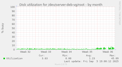 Disk utilization for /dev/server-deb-vg/root
