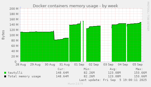 Docker containers memory usage